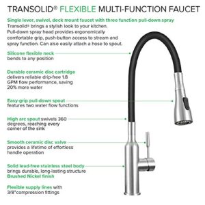 Transolid PF7509A Kitchen/Laundry Faucet with Dual Spray and Flex Neck in Black