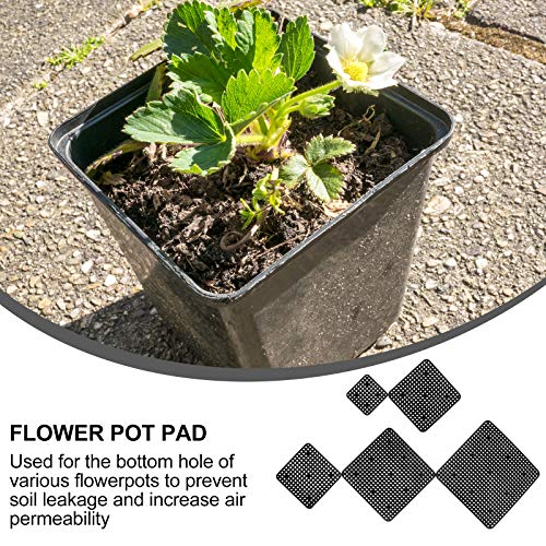 DOITOOL 20pcs Flowerpot Pad Hole Mesh Pad Flowerpot Pads Bonsai Water Pad (Black) Flower Pot