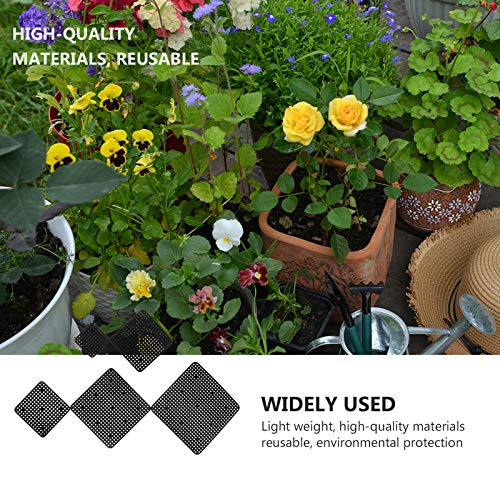 DOITOOL 20pcs Flowerpot Pad Hole Mesh Pad Flowerpot Pads Bonsai Water Pad (Black) Flower Pot