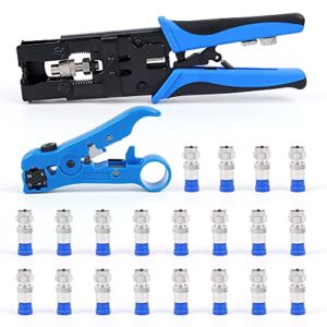 knoweasy bnc cable crimper and coaxial compression tool kit - multifunctional compression connector adjustable tool set for rg59, rg6, f, bnc, rca and coaxial cable crimping tool