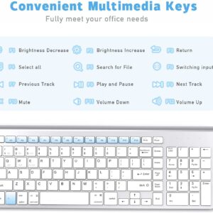 J JOYACCESS Bluetooth Keyboard, Multi-Device Wireless Keyboard with Number Keypad, Wireless Keyboard Compatible with iMac, Mac, Apple, MacBook Air/Pro,Laptop, Android, Windows,Computer-Silver