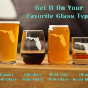 Florida State Outline Stemless Wine Glass - State Themed Drinking Decor and Gifts for Floridian Women & Men - Large 17 Oz Glasses