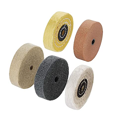 𝐋𝐮𝐨 𝐤𝐞 5 Pcs 3'' Grinding/Buffing Wheels - 3/8'' Arbor Hole Abrasive Polishing Wheel Aluminum Buffing Kits for Bench Grinder