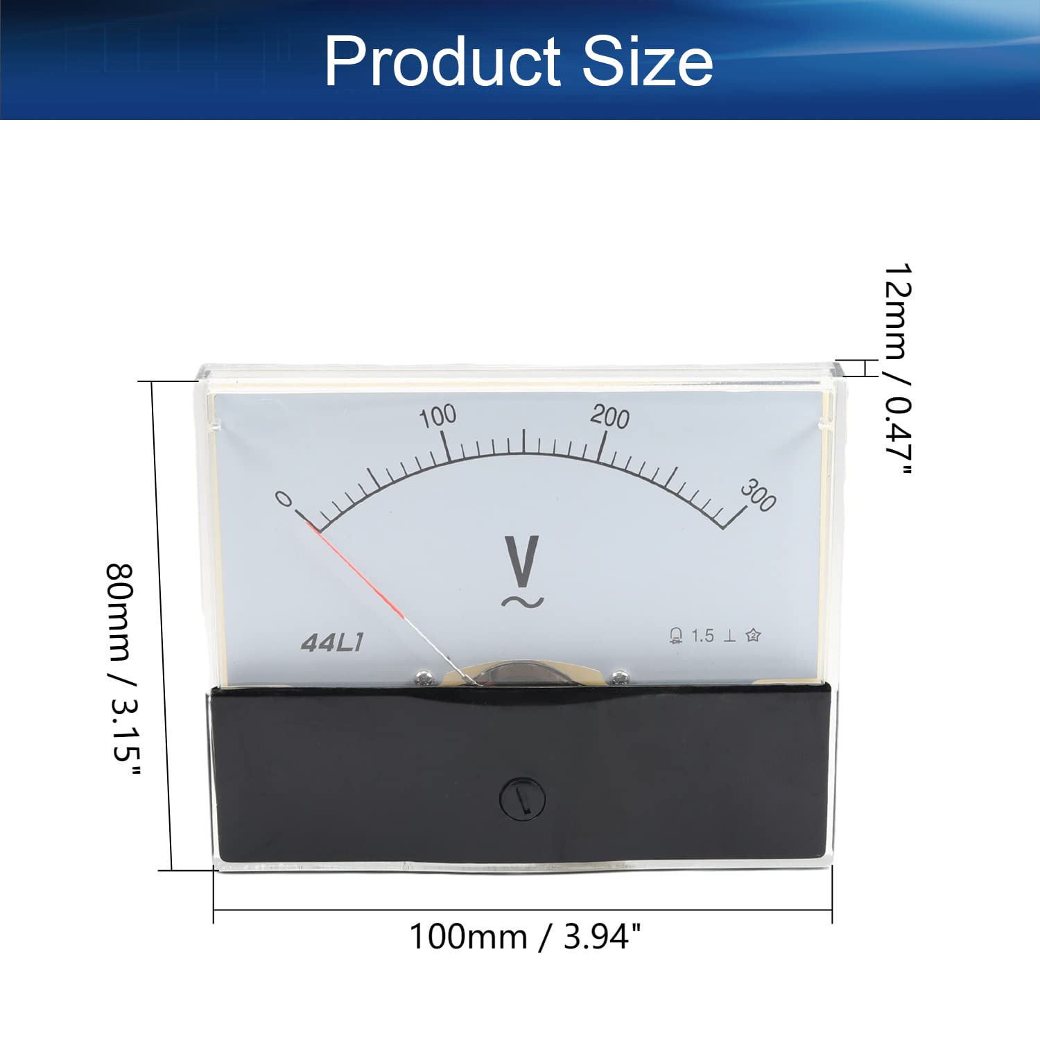 Heyiarbeit AC 0-300V Analog Panel Voltage Gauge 44L1 Volt Meter for Voltage Measurement Devices 1Pcs