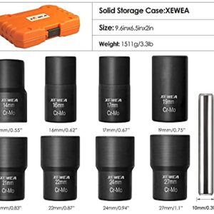 XEWEA 9PCS Bolt Nut Extractor Set, 1/2" Drive Impact Lug Nut Remover Socket Tool, Wheel Lock Removal Kit, Easy Out Extractor Set for Damaged, Frozen, Rusted, Rounded-Off Bolts Nuts & Screws