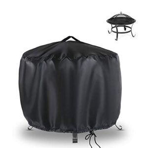 persever outdoor fire pit cover round,20 inch waterproof firepit cover round,windproof,with handles and drawstring black 20 x 14 inch round:20 x 14 inch