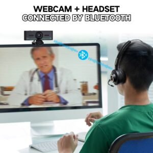 Audio Bluetooth Webcam with mic for desktop, Computer webcam Connect Bluetooth Headset/Earphone/Speaker, Streaming Webcam for Live Skype Teams,PC Webcam Camera for Streaming, Bluetooth only for audio