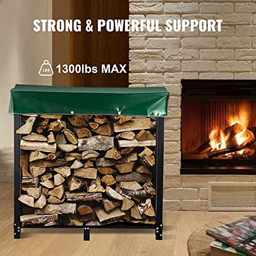 VEVOR Firewood Log Rack, 6ft Black Steel Outdoor Wood Rack with 1300 lbs Load Capacity