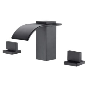 sumerain black waterfall tub faucet deck mount 3 hole widespread bathtub faucet with valve