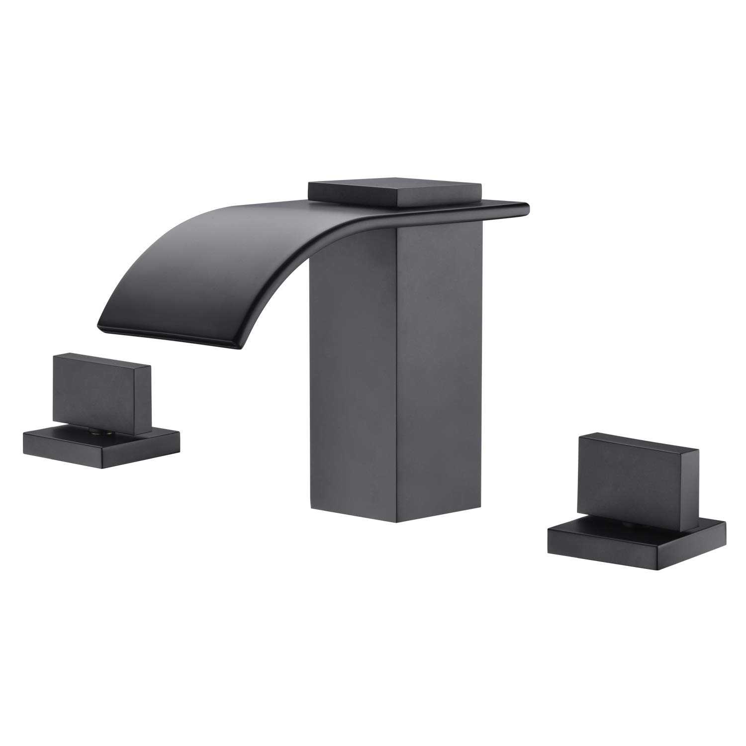 sumerain Black Waterfall Tub Faucet Deck Mount 3 Hole Widespread Bathtub Faucet with Valve