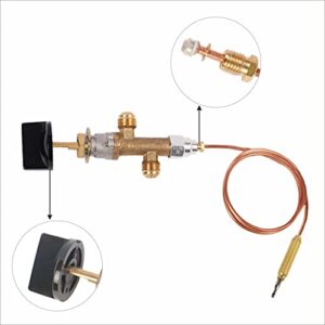 Low Pressure LPG Propane Gas Fireplace Fire Pit Flame Failure Safety Control Valve Kit with Thermocouple and Knob Switch, 3/8" Flare Inlet & Outlet, Fits for Gas Grill, Heater, Fire Pit, Fireplace