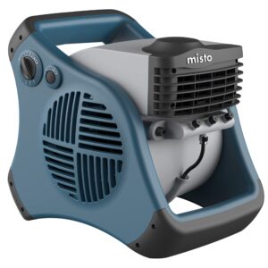 lasko misto outdoor misting blower fan, ideal for sports, camping, decks & patios, 3 speeds, 15", blue, 7054