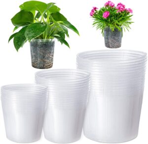 plastic nursery pots - 36 pieces 7 / 5 / 4 inch soft transparent plastic gardening pot planting with drainage hole for seedling succulent vegetable flowers cuttings