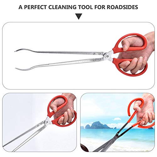 FRCOLOR Fireplace Trash Grabber Tongs Heavy- Duty Log Tweezers Indoor Firewood Tongs Claw Grabber for Wood Stove Fire Pit Garbage Picker 53cm Garbage Trash Picker