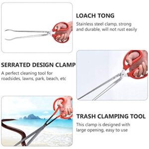 FRCOLOR Fireplace Trash Grabber Tongs Heavy- Duty Log Tweezers Indoor Firewood Tongs Claw Grabber for Wood Stove Fire Pit Garbage Picker 53cm Garbage Trash Picker