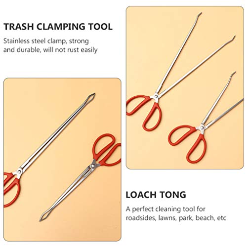 FRCOLOR Fireplace Trash Grabber Tongs Heavy- Duty Log Tweezers Indoor Firewood Tongs Claw Grabber for Wood Stove Fire Pit Garbage Picker 53cm Garbage Trash Picker