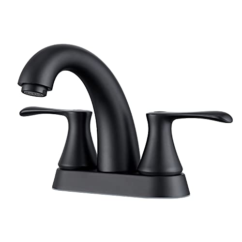 Lexdale Bathroom Sink Faucet Vanity Faucet Centerset 2 Handles Black Brass Bathroom Lavatory Faucet with Pop up Drain and Supply Lines