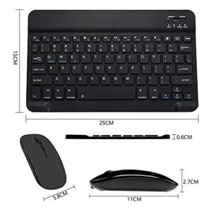 Ultra-Slim Bluetooth Keyboard and Mouse Combo Rechargeable Portable Wireless Keyboard Mouse Set for Apple iPad iPhone iOS 13 and Above Samsung Tablet Phone Smartphone Android Windows (Black)