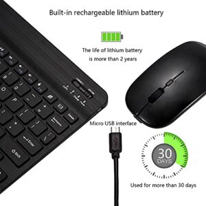 Ultra-Slim Bluetooth Keyboard and Mouse Combo Rechargeable Portable Wireless Keyboard Mouse Set for Apple iPad iPhone iOS 13 and Above Samsung Tablet Phone Smartphone Android Windows (Black)