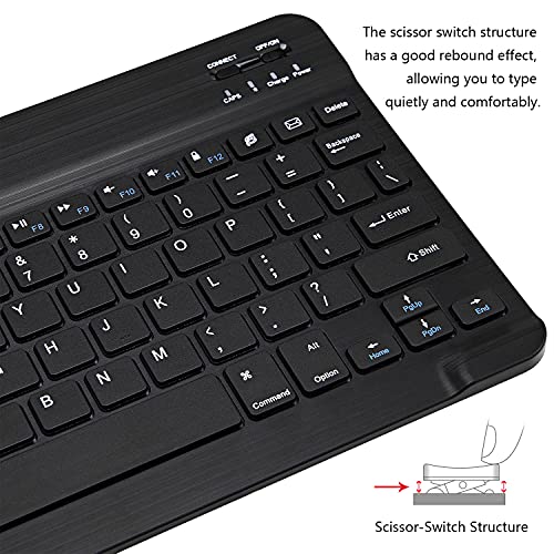 Ultra-Slim Bluetooth Keyboard and Mouse Combo Rechargeable Portable Wireless Keyboard Mouse Set for Apple iPad iPhone iOS 13 and Above Samsung Tablet Phone Smartphone Android Windows (Black)