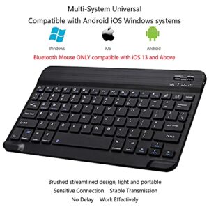 Ultra-Slim Bluetooth Keyboard and Mouse Combo Rechargeable Portable Wireless Keyboard Mouse Set for Apple iPad iPhone iOS 13 and Above Samsung Tablet Phone Smartphone Android Windows (Black)