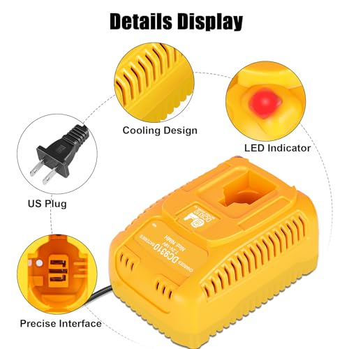 KUNLUN DC9310 18-Volt XRP Fast Charger Replacement Compatible for De Walt 18V Battery Charger DW9116 for 7.2V-18V NiCD/NiMH Batteries DC9096 DC9098 DC9099(NOT for Li-ion Battery)