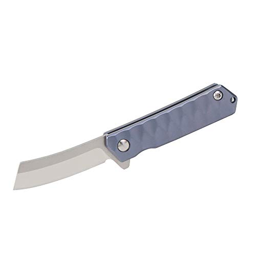 MASALONG Kni208 Small Mini Folding Pocket D2 Steel razor knife blue Titanium TC4 Handle Knives (blue)