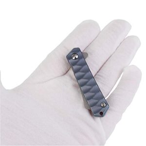 MASALONG Kni208 Small Mini Folding Pocket D2 Steel razor knife blue Titanium TC4 Handle Knives (blue)