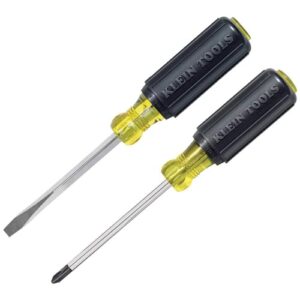 klein tools 85442 screwdriver 2-piece set, 1/4 keystone and #2 phillips, cushion grip, round and square shank, heat treated, meets or exceeds asme/ansi