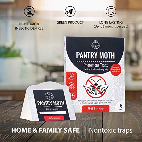 Pantry Moth Glue Traps for House Pantry, Pantry Moth Traps for Food and Cupboard Moths, Pantry Moth Trap 6-Pack, Pantry Moth Traps with Pheromones Prime Pest and Pantry Moth Pheromone Trap