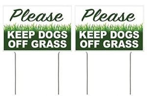 4 less co 8x12 inch please keep dogs off grass yard sign with stake - 2 pack