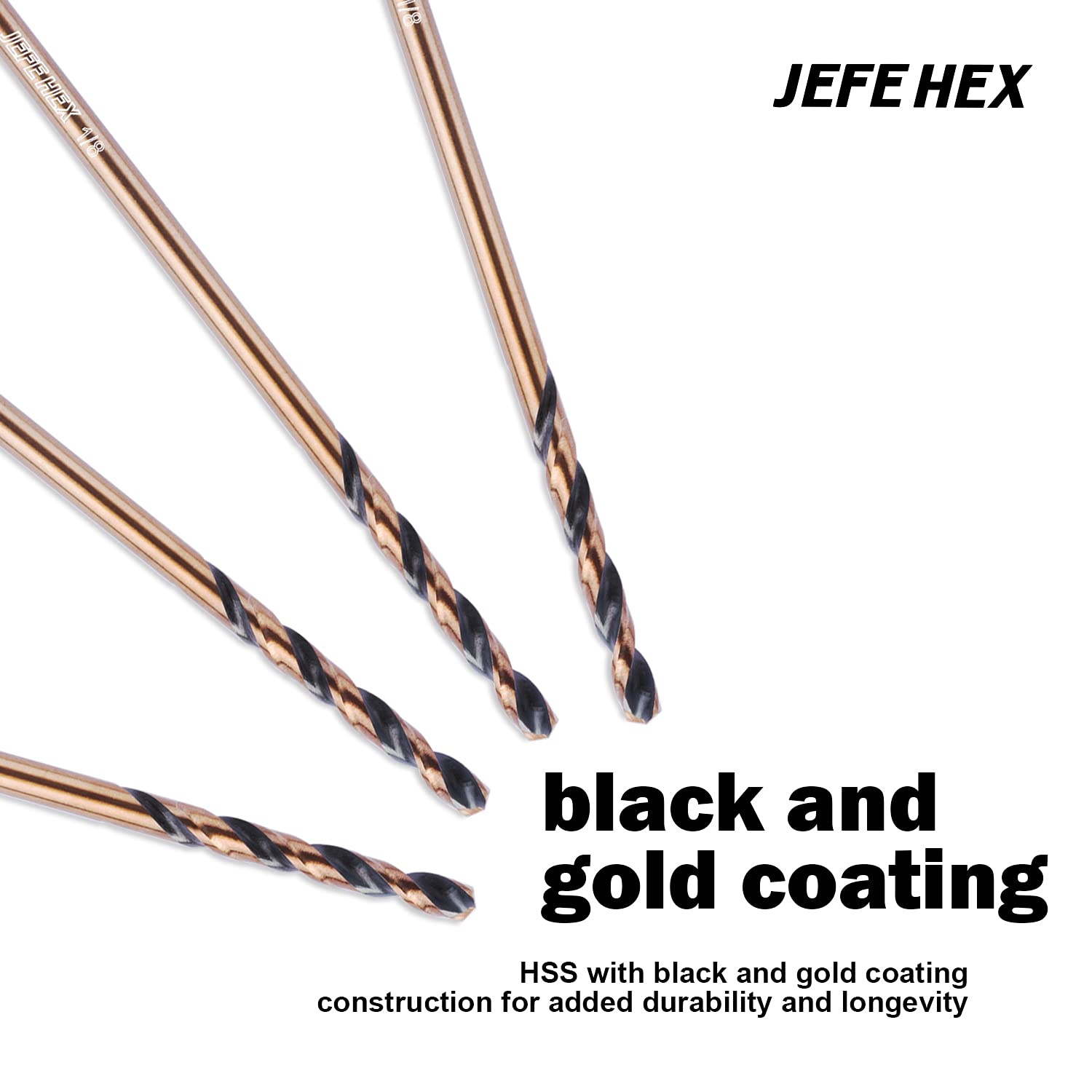JEFE HEX 1/8" HSS Twist Drill Bit for Steel/Copper/Aluminum/Zinc Alloy/Wood/Plastics, General Purpose HSS Drill bit, 135 Degree Split Point, Ideal for DIY Projects and Home Maintenance. (6-Piece)