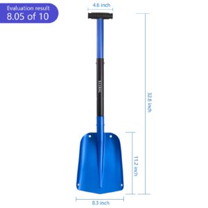 YOHEER Aluminum Utility Shovel, 3 Sections Detachable Snow Shovel Perfect for Autocross , Camping and Other Outdoor Activities (Blue)