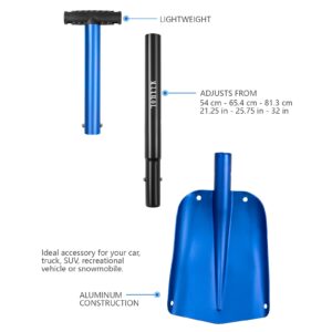 YOHEER Aluminum Utility Shovel, 3 Sections Detachable Snow Shovel Perfect for Autocross , Camping and Other Outdoor Activities (Blue)