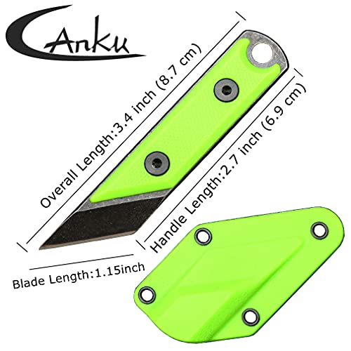 Ccanku C1146 Fixed Blade Knife,440C Blade G10 Handle EDC Tool Knife for Outdoor, Camping, Hiking, Fishing with kydex Sheath (Light Green)