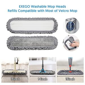 EXEGO Reusable Mop Pads Refills for Swiffer Power Mop Microfiber Mop Pads Refills Machine Washable Household Replacement Mop Pads Compatible with Swiffer Power Mop 13"-15" Spray Wet Mops, 4 Pack