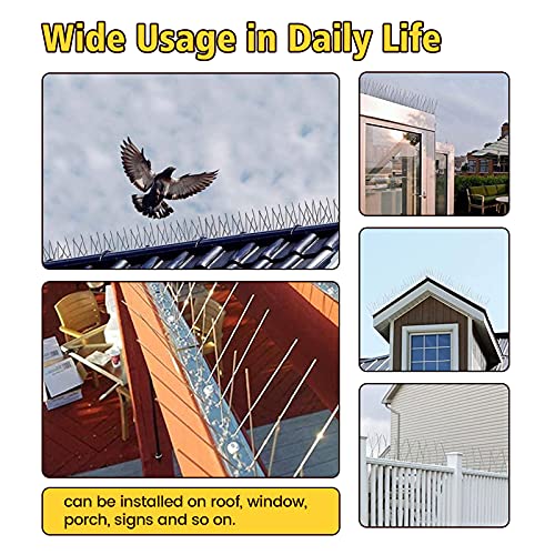 KKY 12 Pack Bird Spikes –13 inch Anti-Bird Nails Bird Repellent Metal Stainless Steel Bird Spikes for Pigeon and Other Small Birds(12.9 Feet)…