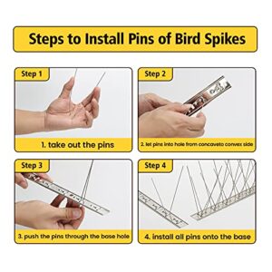 KKY 12 Pack Bird Spikes –13 inch Anti-Bird Nails Bird Repellent Metal Stainless Steel Bird Spikes for Pigeon and Other Small Birds(12.9 Feet)…