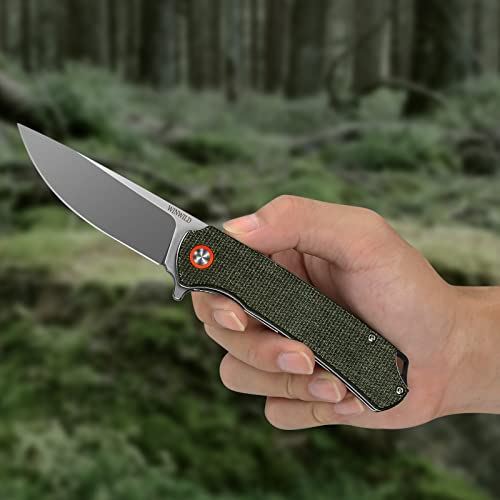 WINWILD Folding Pocket Knife, D2 Blade Micarta Handle,Good for Outdoor Camping Hunting Hiking Survival Indoor and Outdoor Activities Mens Gift