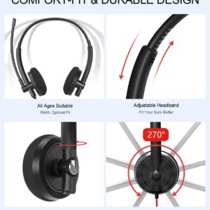 HROEENOI Noise-Cancelling USB Headset - Premium Wired PC and Laptop Headphones - Optimal for Zoom, Skype, Home Office, Call Centers, E-Learning - 5-Year Warranty