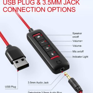 HROEENOI Noise-Cancelling USB Headset - Premium Wired PC and Laptop Headphones - Optimal for Zoom, Skype, Home Office, Call Centers, E-Learning - 5-Year Warranty