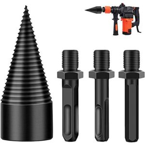 4PCS Wood Splitter Drill Bit, 32mm/42mm Splitting Wood Cone Drill Bit Screw Cone Driver-Log Splitter Firewood Machine Drill for Household Electric Drill (32MM)