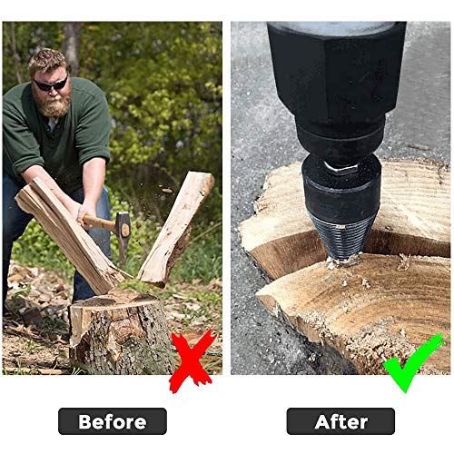 4PCS Wood Splitter Drill Bit, 32mm/42mm Splitting Wood Cone Drill Bit Screw Cone Driver-Log Splitter Firewood Machine Drill for Household Electric Drill (32MM)
