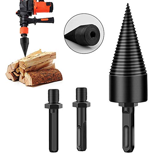 4PCS Wood Splitter Drill Bit, 32mm/42mm Splitting Wood Cone Drill Bit Screw Cone Driver-Log Splitter Firewood Machine Drill for Household Electric Drill (32MM)