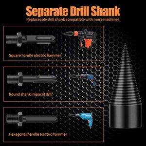 4PCS Wood Splitter Drill Bit, 32mm/42mm Splitting Wood Cone Drill Bit Screw Cone Driver-Log Splitter Firewood Machine Drill for Household Electric Drill (32MM)