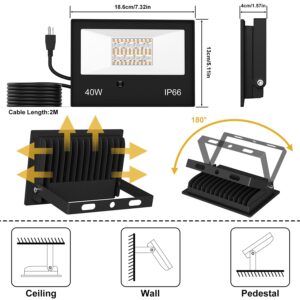 LED Flood Light Outdoor 400W Equivalent, RGB & 5700K Daylight White Security Lights with Remote, Timing, Color Changing Landscape Lighting, 4000LM, Waterproof IP66 Wall Sconce for Yard, Patio, Garage