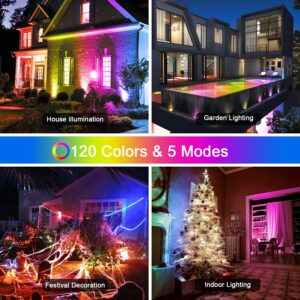 LED Flood Light Outdoor 400W Equivalent, RGB & 5700K Daylight White Security Lights with Remote, Timing, Color Changing Landscape Lighting, 4000LM, Waterproof IP66 Wall Sconce for Yard, Patio, Garage