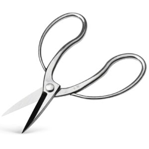 wazakura stainless steel series traditional bonsai scissors, made in japan 7 in (180 mm), hasami pruning shears, professional garden tools (traditional stainless steel)