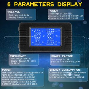 2 Pieces AC Power Meter AC 80-260V 100A Crs-022b LCD Digital Voltage and Current Monitor Meter Power Voltmeter Ammeter with 100A Current Split Core Transformer CT