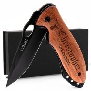 Lara Laser Works Pocket Knife for Men Personalized - 36 Icon & 20 Font Option - Men Gifts from Daughter and Son